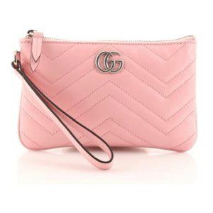 PINK ♥ HEART ♥ Gucci Marmont GG Wristlet clutch purse Maltese Leather handbag